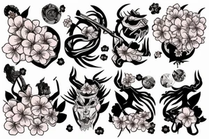 Samurais with cherry blossom pedals tattoo idea