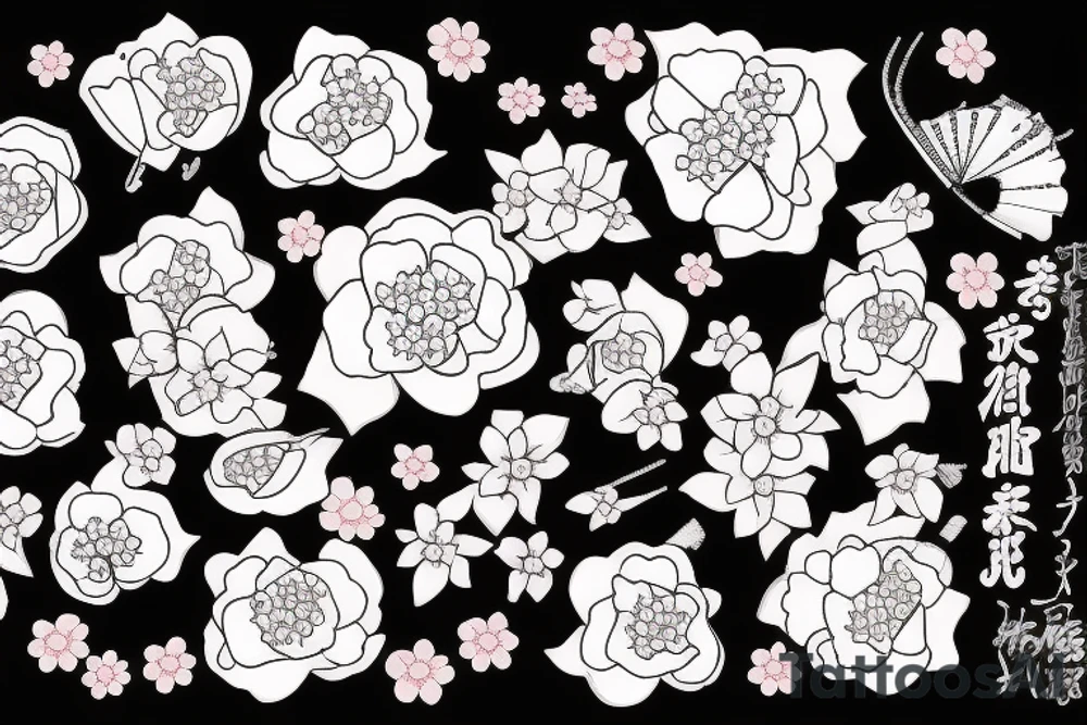 Samurais with cherry blossom pedals tattoo idea
