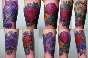 Larkspur and chrysanthemum flowers tattoo idea
