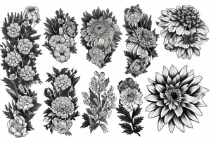 Larkspur and chrysanthemum tattoo idea