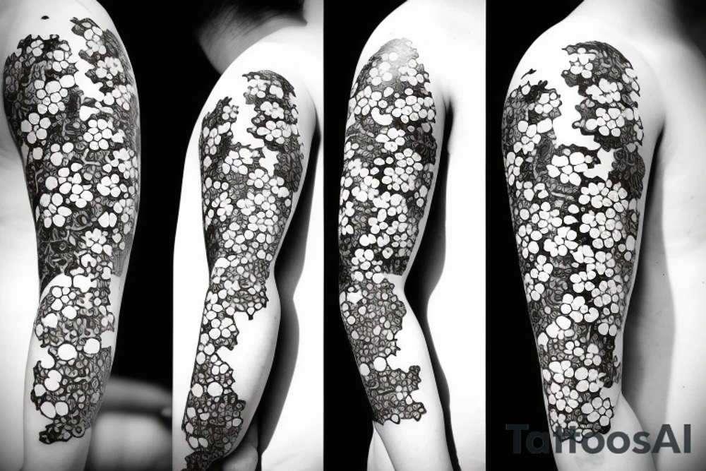 Samurais, cherry blossom pedals and Japanese imagery tattoo idea