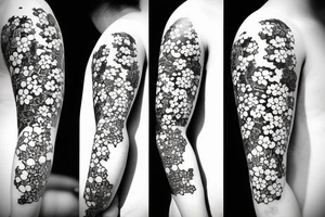 Samurais, cherry blossom pedals and Japanese imagery tattoo idea