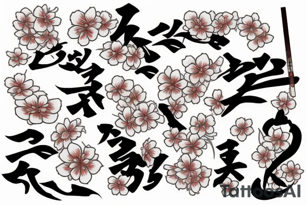 Samurais, cherry blossom pedals and Japanese imagery tattoo idea