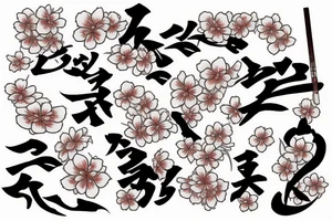 Samurais, cherry blossom pedals and Japanese imagery tattoo idea