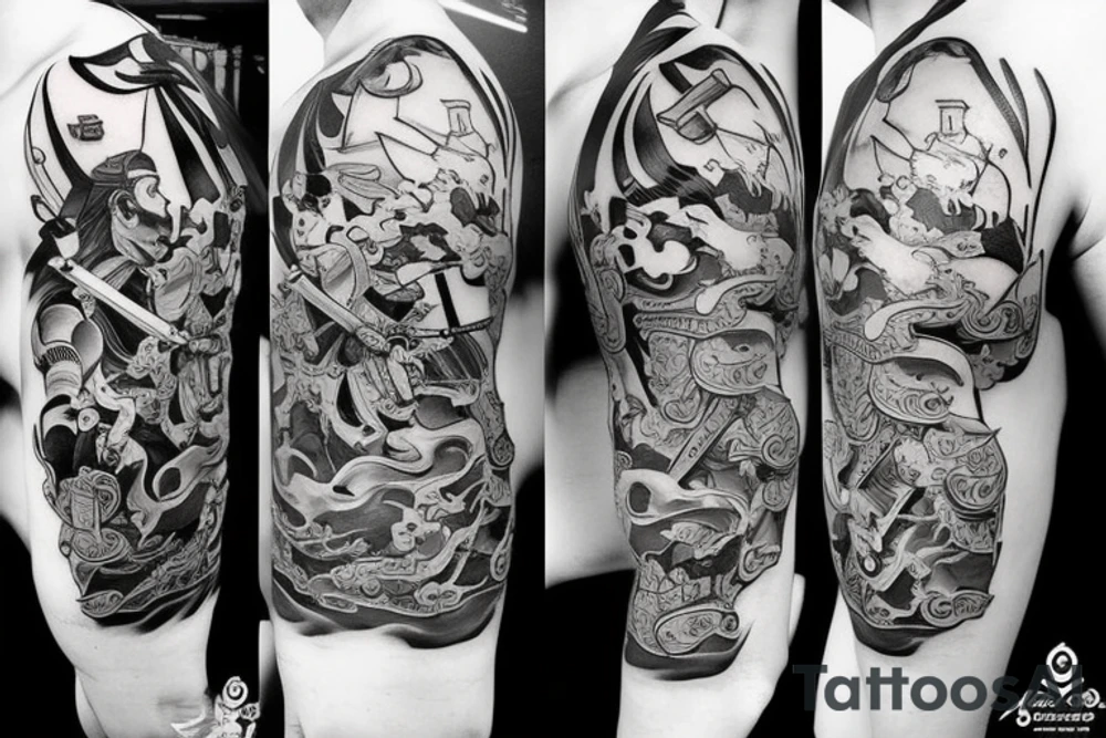 Samurai with pedals tattoo idea