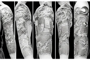 Samurai with sword in side view tattoo idea