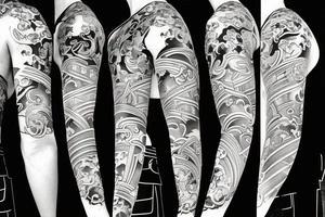 Samurai with sword in side view tattoo idea