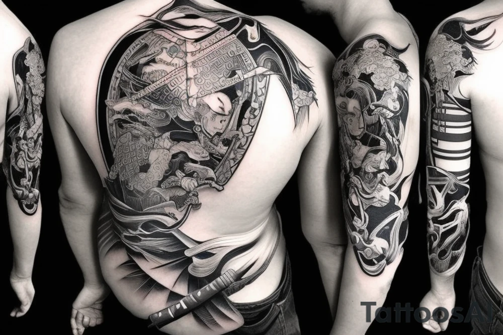 Realistic Samurai with sword fighting another samurai tattoo idea Realistic Samurai with sword fighting another samurai tattoo idea