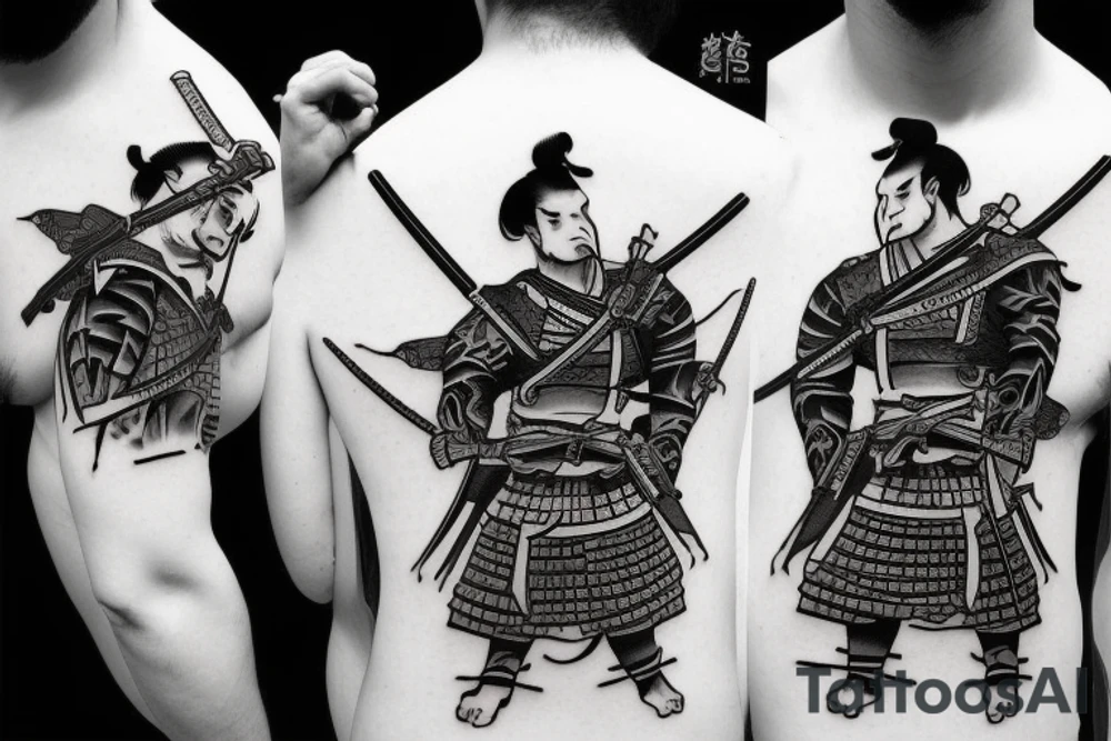 Realistic Samurai with sword fighting another samurai tattoo idea Realistic Samurai with sword fighting another samurai tattoo idea