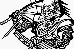 Realistic Samurai with sword fighting another samurai tattoo idea