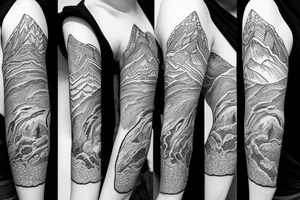 A sleeve with mountains and a ranch tattoo idea