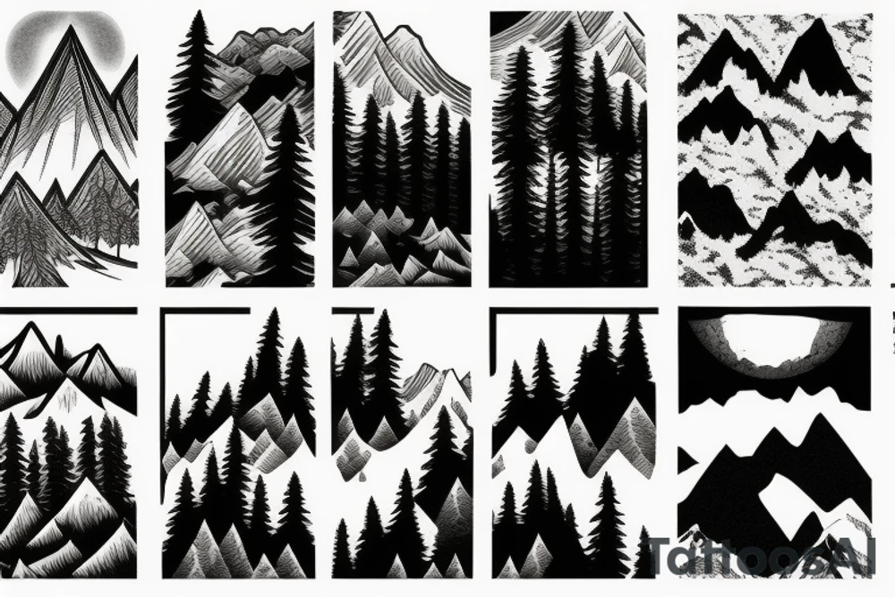 Montana forest and mountains tattoo idea