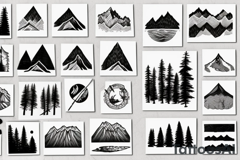 Montana forest and mountains tattoo idea