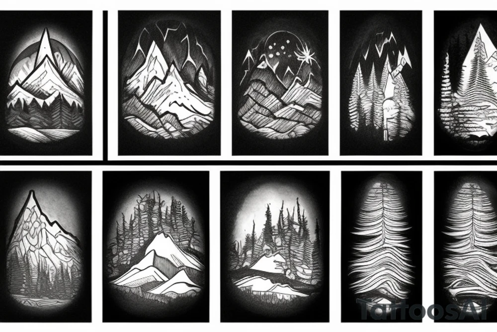 Montana forest and mountains tattoo idea
