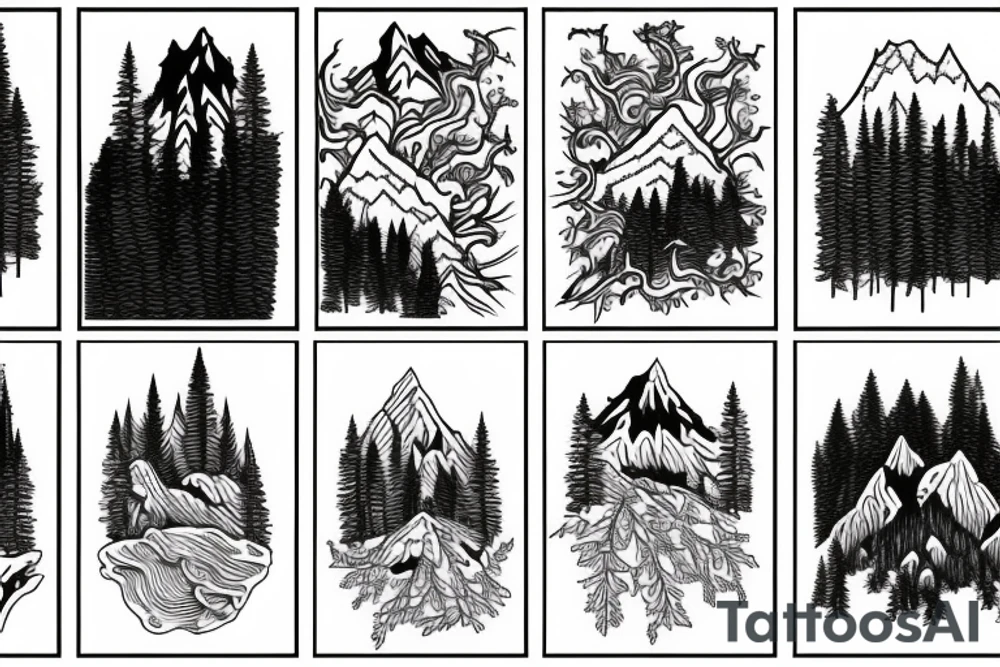 Montana forest and mountains tattoo idea
