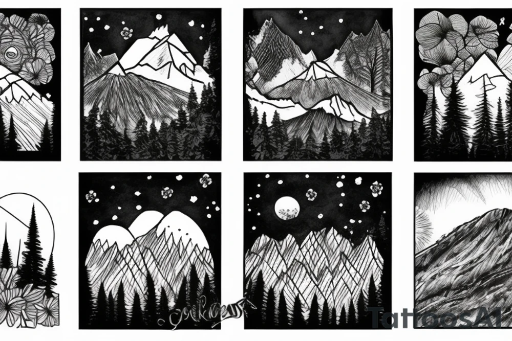 Montana forest and mountains tattoo idea