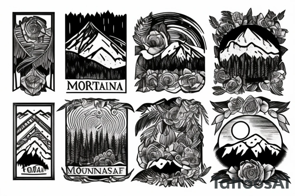Montana forest and mountains tattoo idea