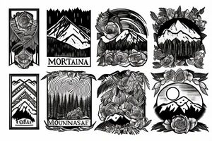 Montana forest and mountains tattoo idea