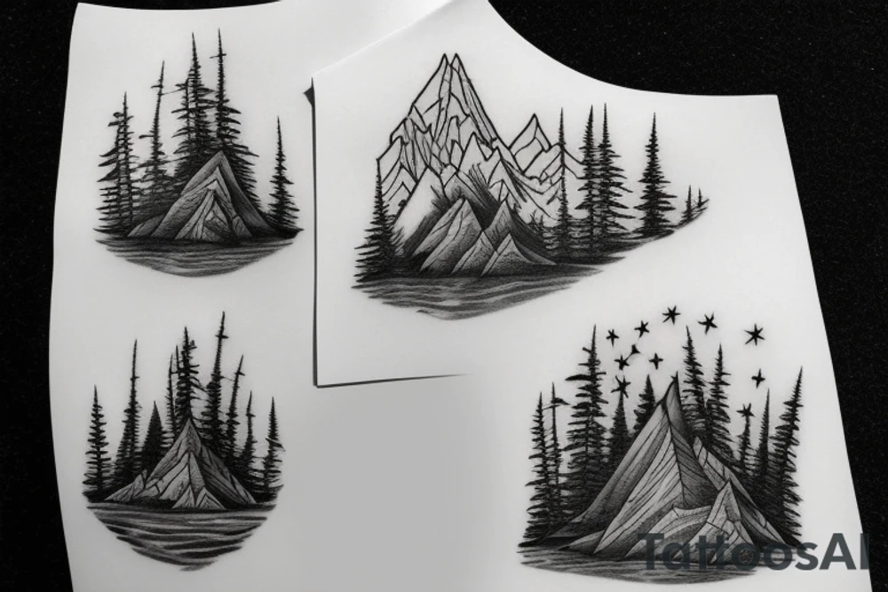 Montana forest and mountains tattoo idea