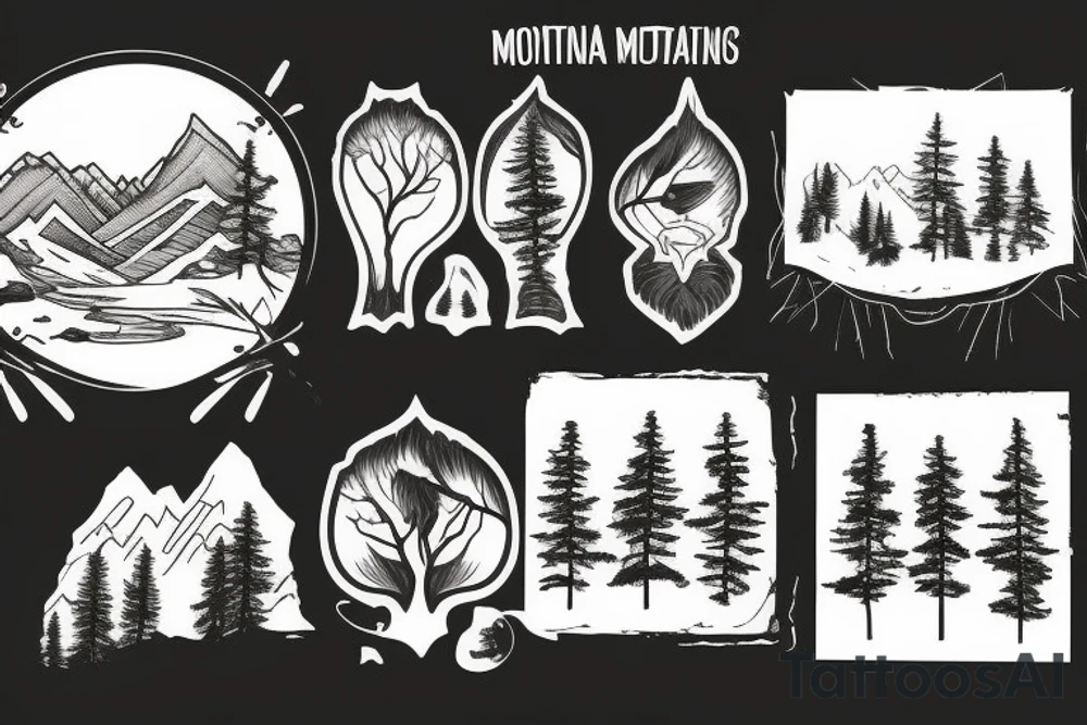 Montana forest and mountains tattoo idea