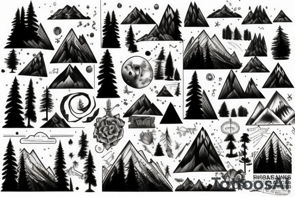 Montana forest and mountains tattoo idea