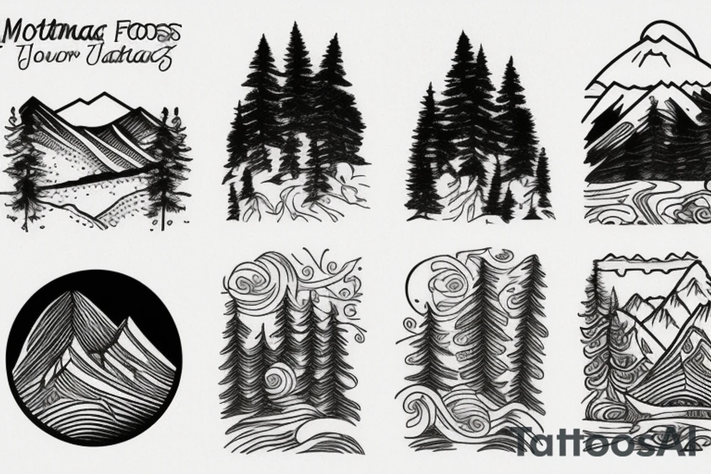 Montana forest and mountains tattoo idea