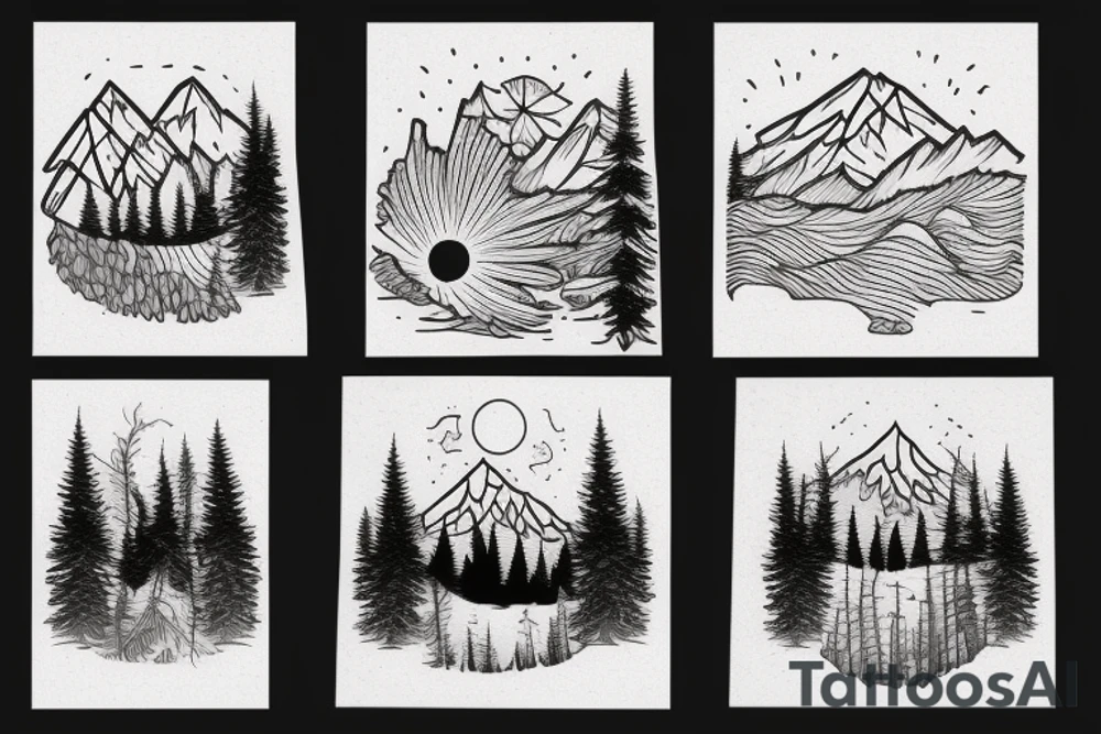 Montana forest and mountains tattoo idea