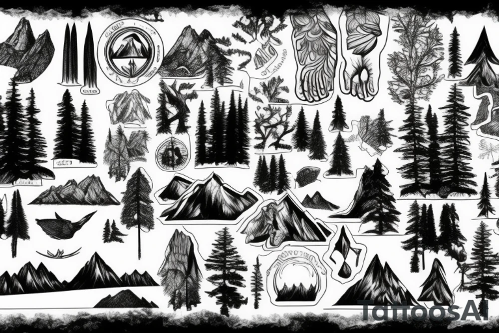 Montana forest and mountains tattoo idea
