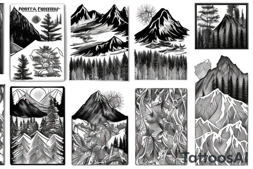 Montana forest and mountains tattoo idea