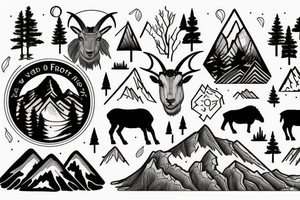 Montana forest and mountains and a mountain goat tattoo idea