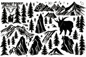 Montana forest and mountains and a mountain goat tattoo idea