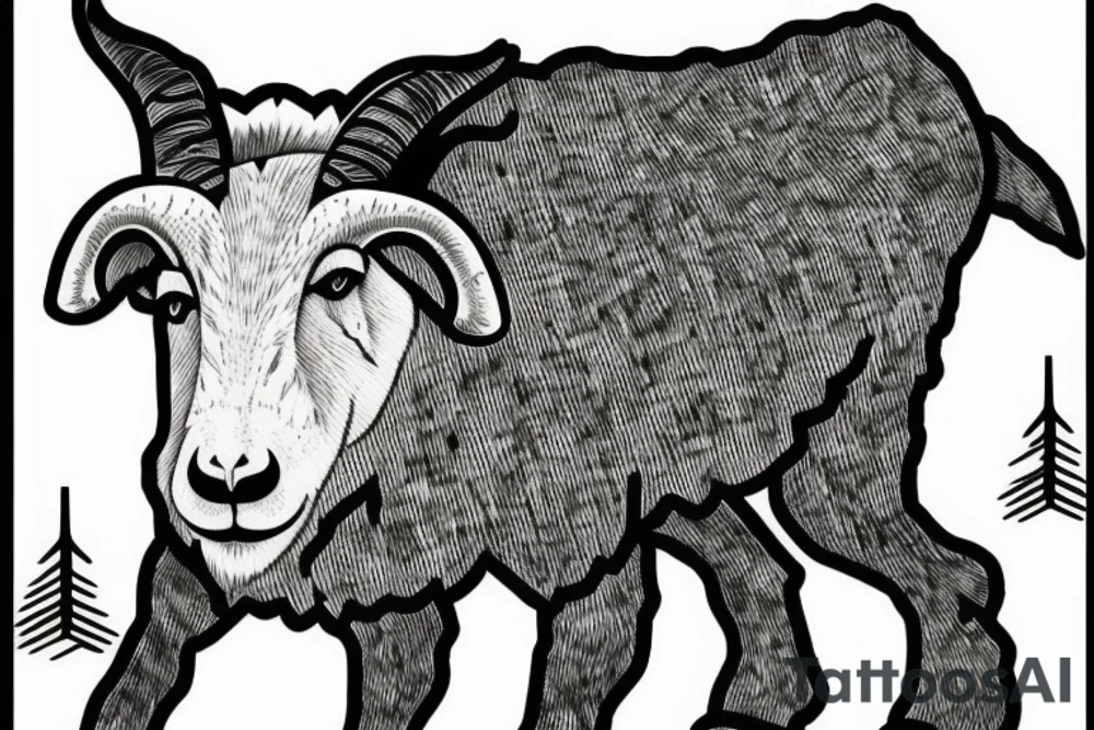 Montana mountain goat on mountain tattoo idea