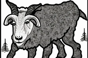 Montana mountain goat on mountain tattoo idea