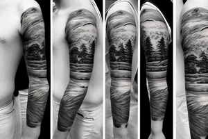 Mountain scape sleeve tattoo idea