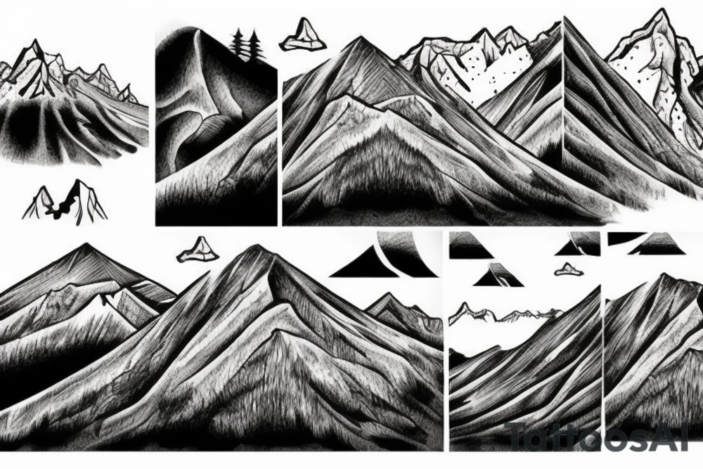 Mountain scape at the top horse ranch at bottom tattoo idea Mountain scape at the top horse ranch at bottom tattoo idea