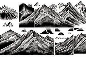 Mountain scape at the top horse ranch at bottom tattoo idea