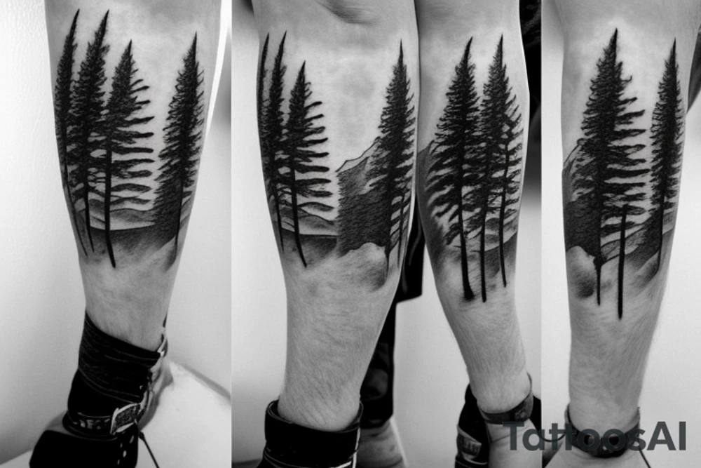 Mountain scape at the top horse ranch at bottom tattoo idea
