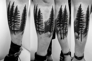 Mountain scape at the top horse ranch at bottom tattoo idea