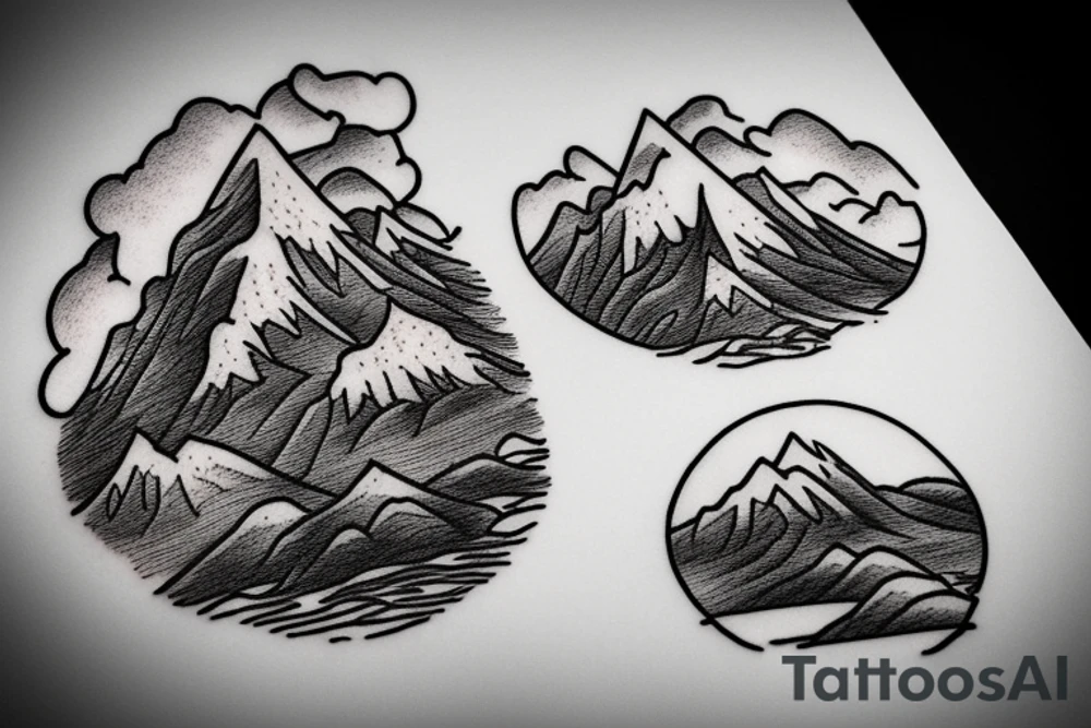 Mountain scape at the top horse ranch at bottom tattoo idea