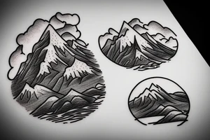 Mountain scape at the top horse ranch at bottom tattoo idea