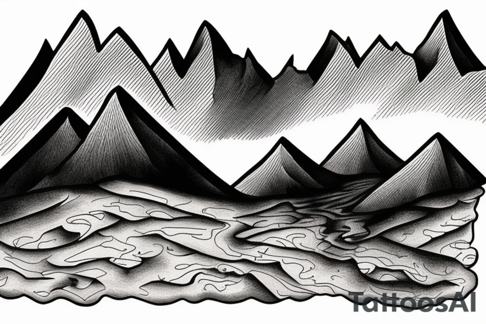 Mountain scape at the top horse ranch at bottom tattoo idea Mountain scape at the top horse ranch at bottom tattoo idea