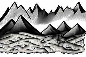 Mountain scape at the top horse ranch at bottom tattoo idea