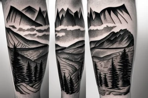 Mountain scape at the top horse ranch at bottom tattoo idea