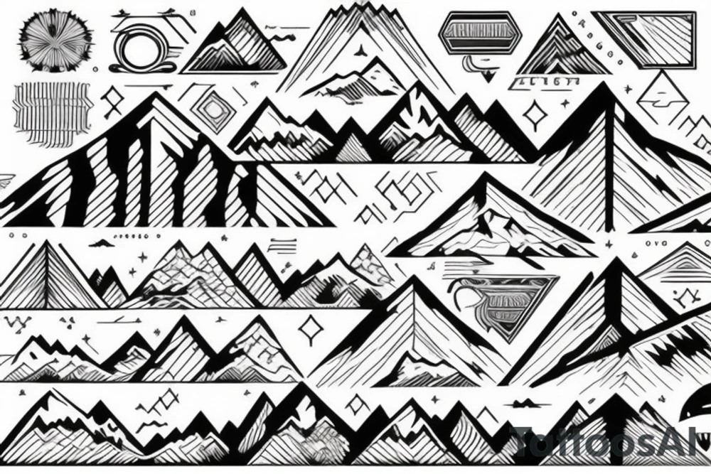 Mountain scape at the top horse ranch at bottom tattoo idea Mountain scape at the top horse ranch at bottom tattoo idea
