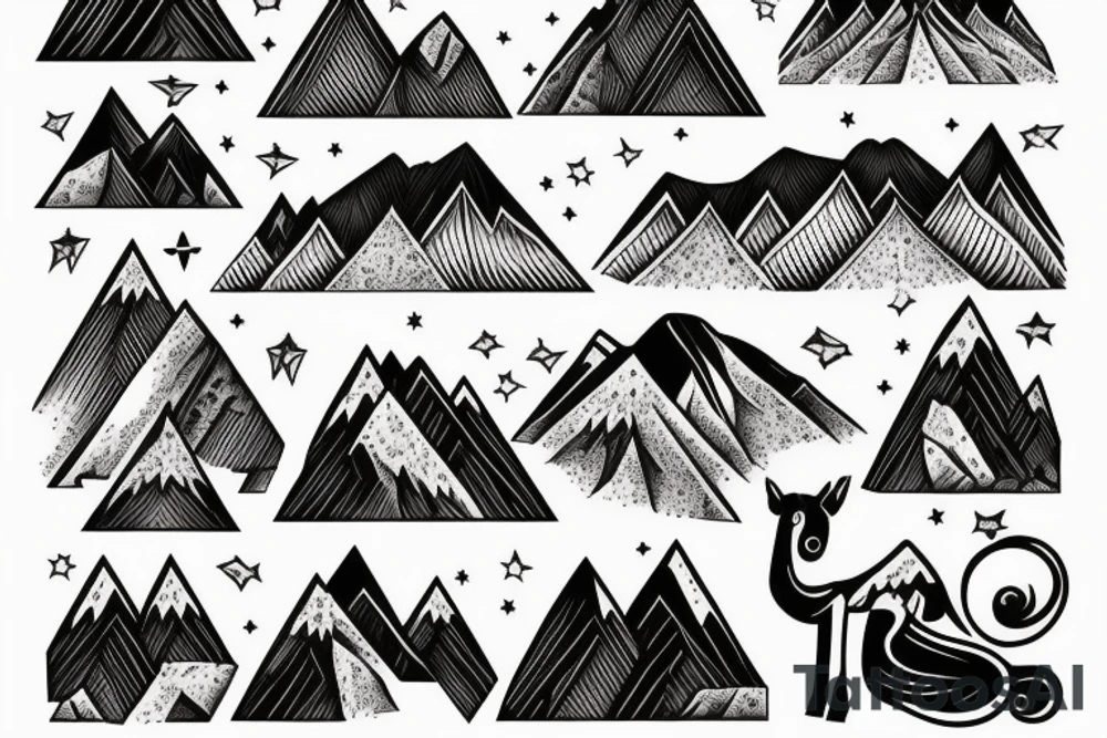 Mountain scape at the top horse ranch at bottom tattoo idea Mountain scape at the top horse ranch at bottom tattoo idea