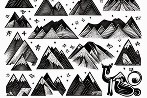 Mountain scape at the top horse ranch at bottom tattoo idea