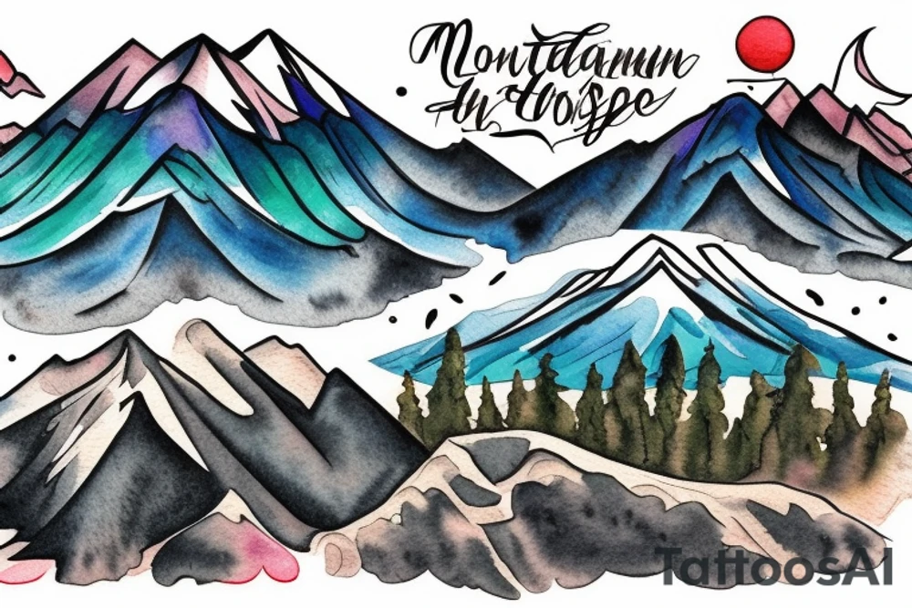 Mountain scape at the top horse ranch at bottom tattoo idea