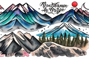 Mountain scape at the top horse ranch at bottom tattoo idea