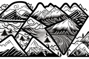 Mountain scape at the top horse ranch at bottom sleeve tattoo idea