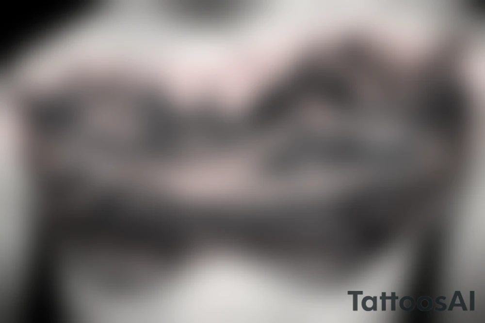 Mountain scape at the top horse ranch at bottom sleeve tattoo idea